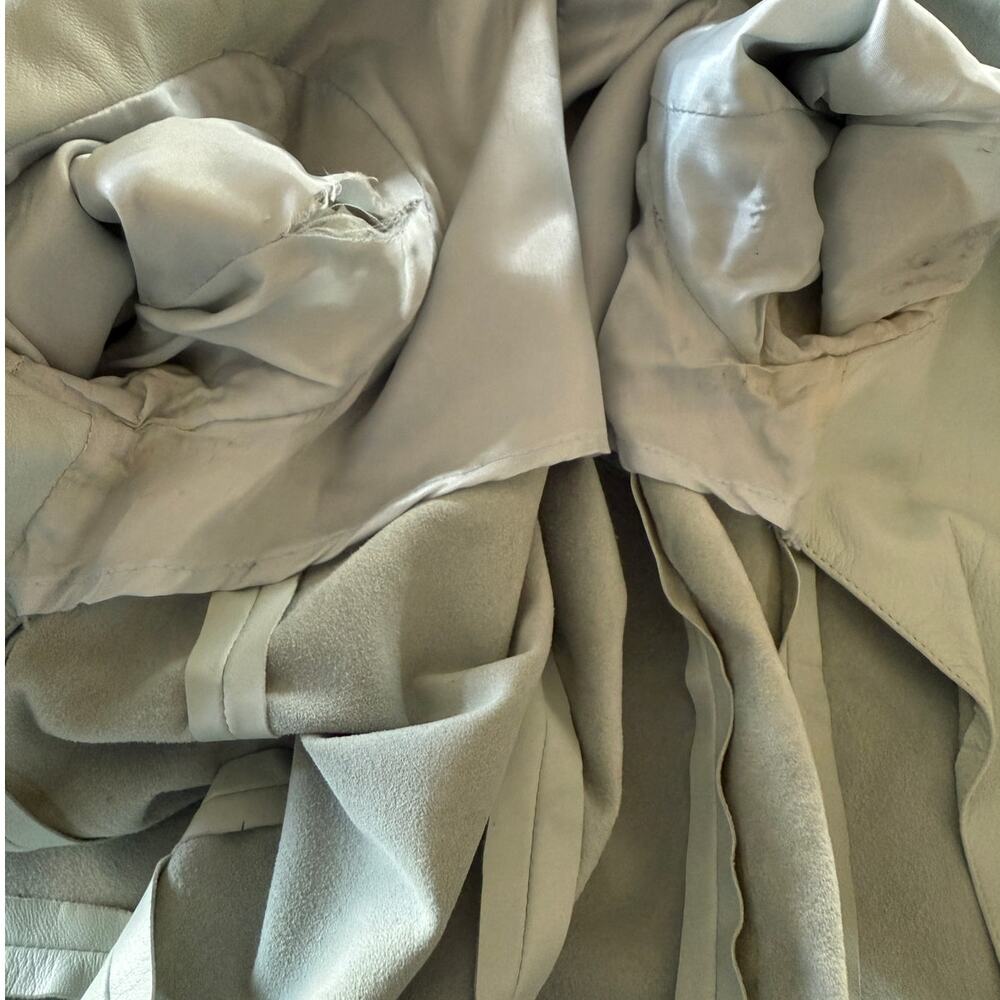 MASSIMO REBECCHI Y2K Vintage Sage Green Calfskin Blazer Leather Jacket Small - Picture 10 of 10